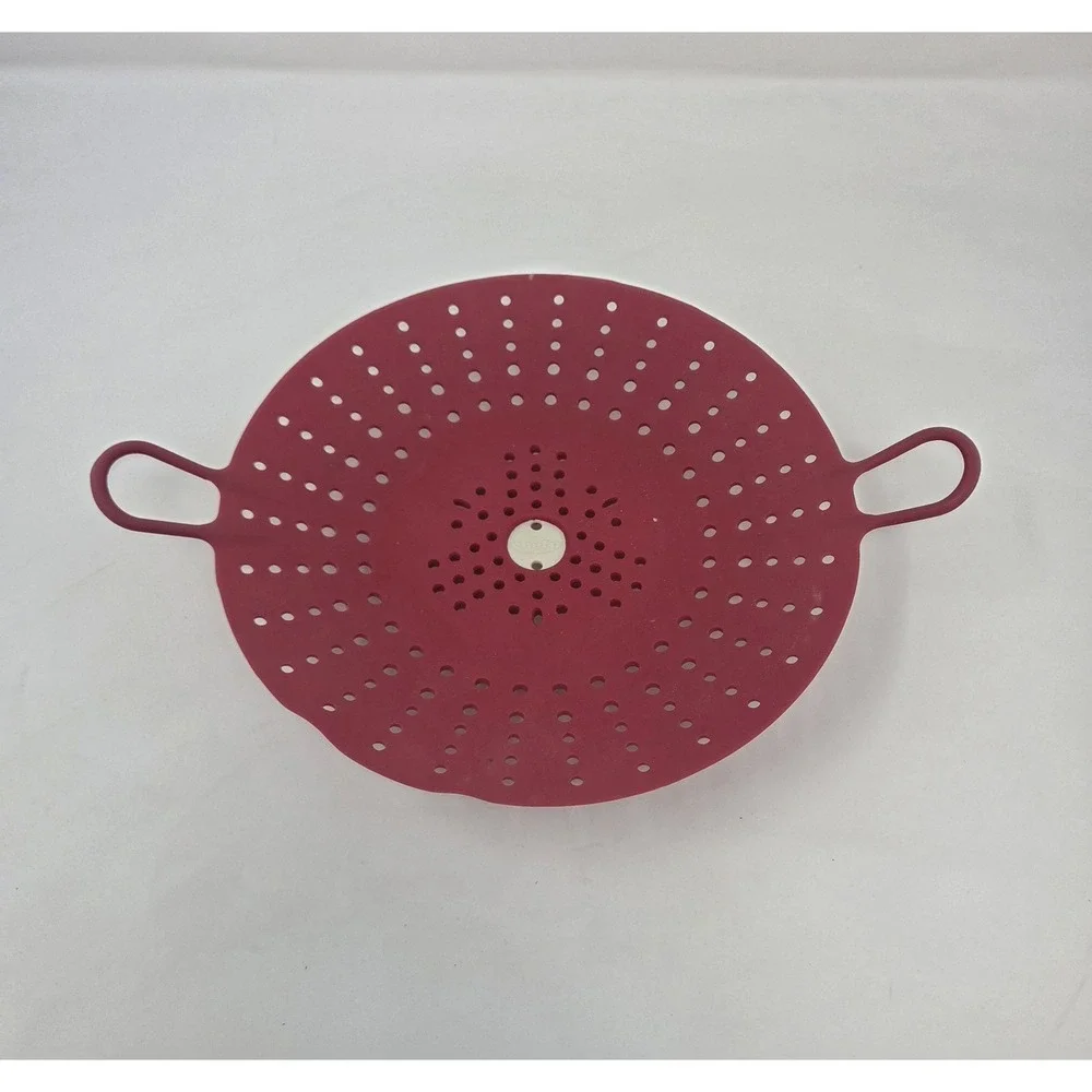 Chef'n VeggiSteam Silicone Vegetable Steamer Basket 9 Inch Red with Handles